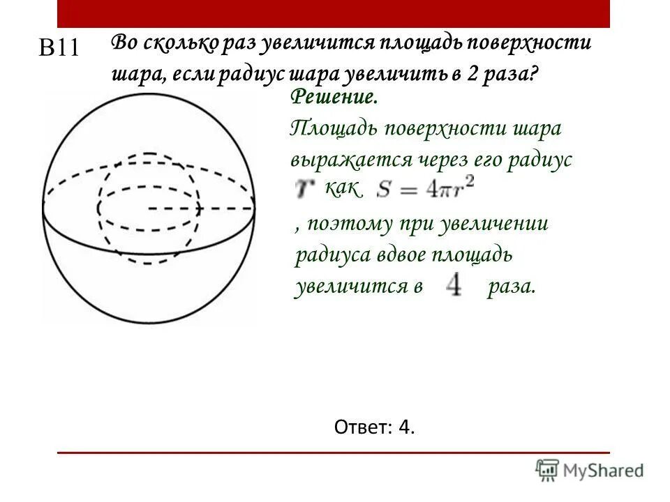 Шар формулы площади и объема