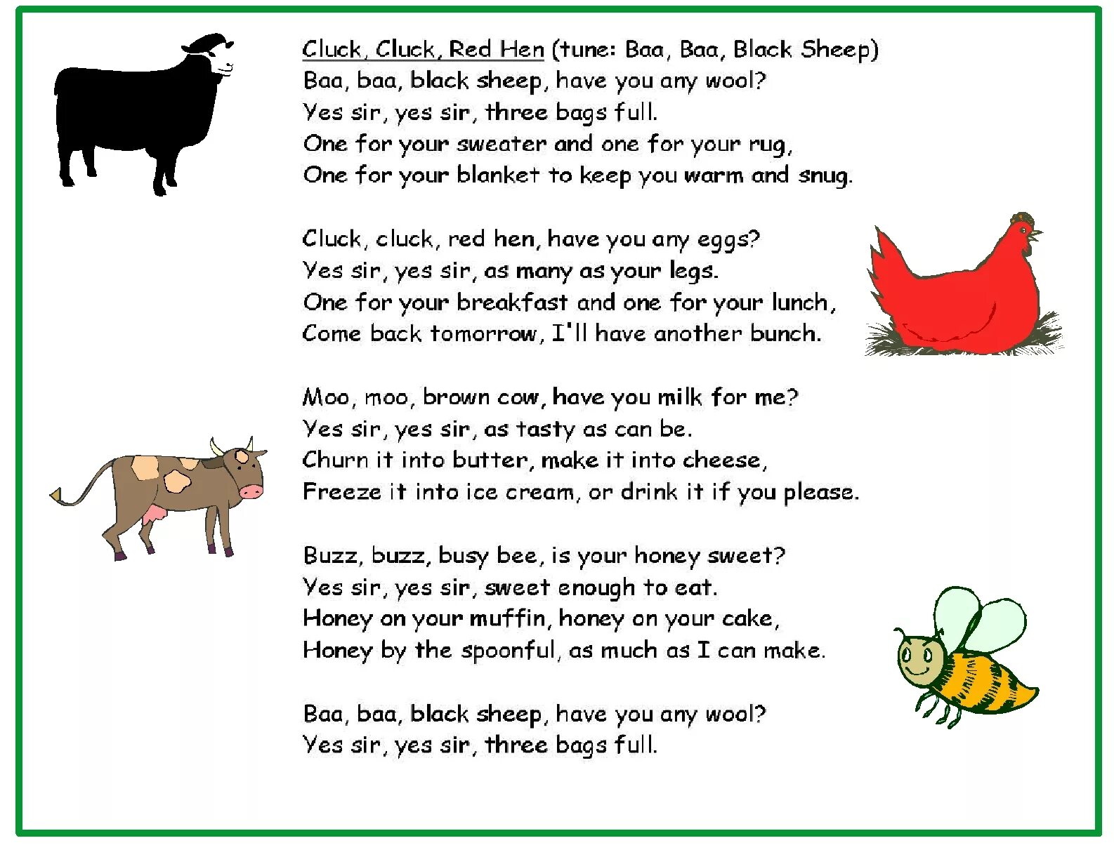 The poem tomorrow. Стих Baa Baa Black Sheep. Farm текст. Farm animals poem. Text about Farm animals.