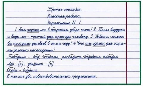 Писать в тетради предложение