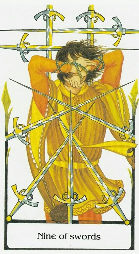 Карта дня 9 мечей значение. Девятка мечей таро уэйта. таро «the old path». nine of swords таро. карта таро nine of swords.