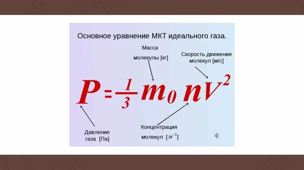 Давление газа физика 10. Основное уравнение кинетической теории идеального газа формула. Основное уравнение МКТ газа. Модель идеального газа. Основное уравнение МКТ теории идеального газа. Основное уравнение МКТ идеального газа 10 класс.