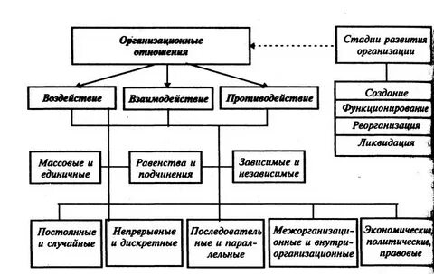 Примеры контрольно организационных отношений