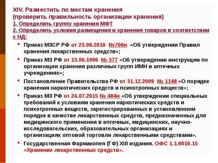 Правила хранения медицинских препаратов