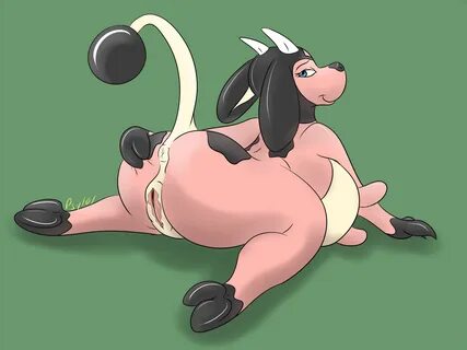 psy101, miltank, 2012, anus, clitoris, female, horn, looking back, nude, on...