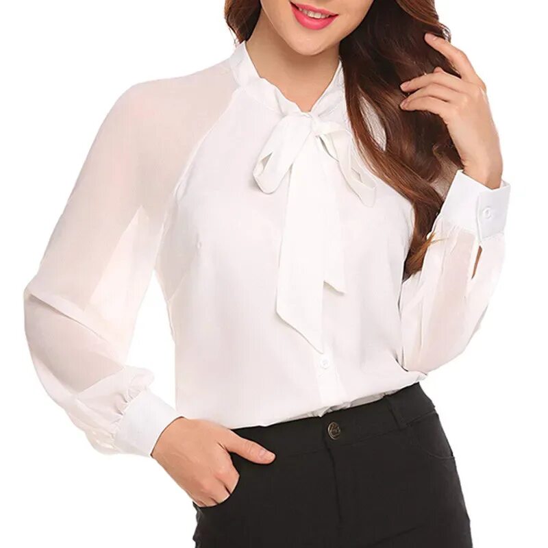 Блузка женская. Белая блузка. Офисная блузка для женщин. Женщина в белой блузке.
