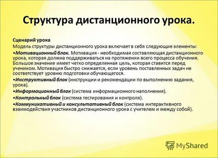 Карта урока для дистанционного обучения