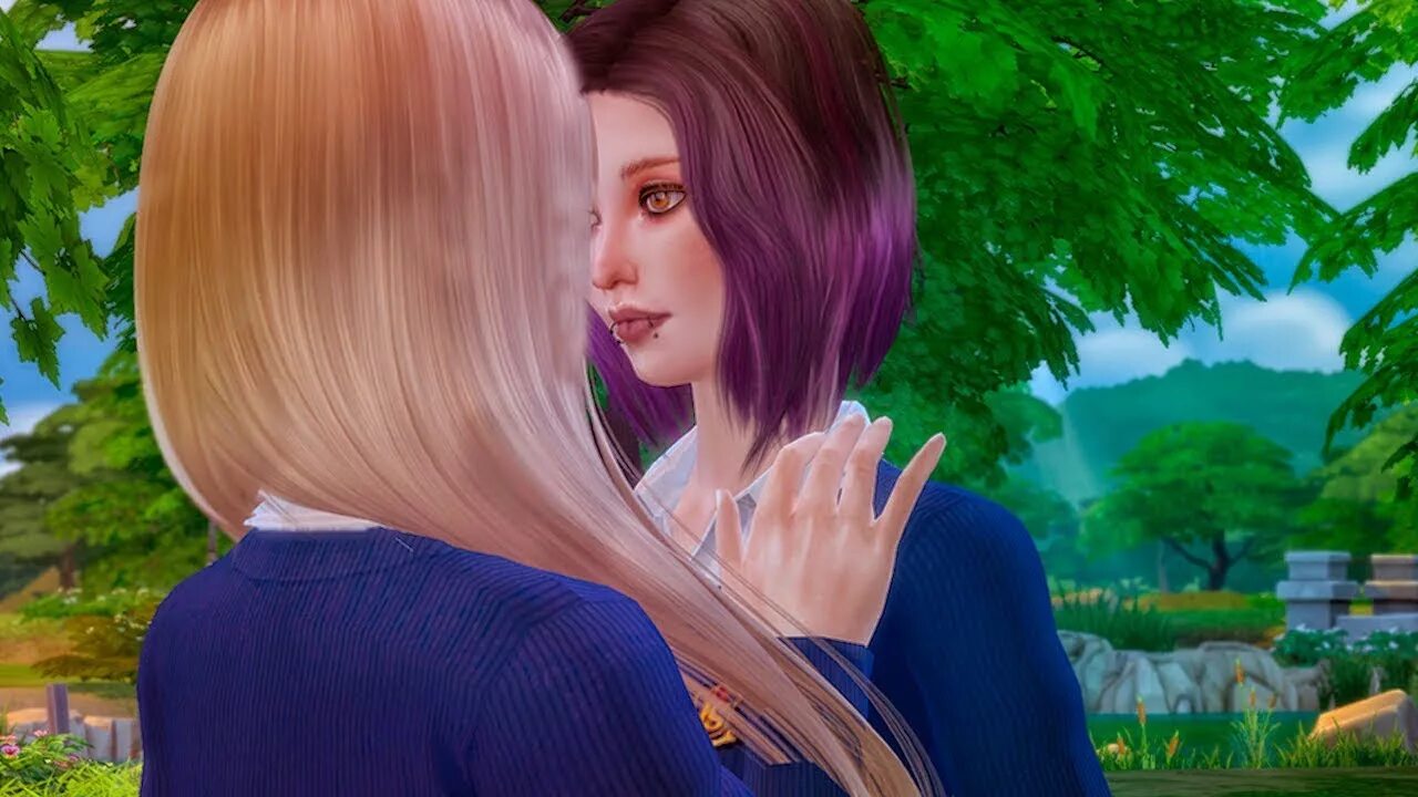 She games with her friend. Симс 4 Юри. Симс 4 Нацуки. SIMS 4 сим Юри ДДЛК. Симс 4 арт Юри.