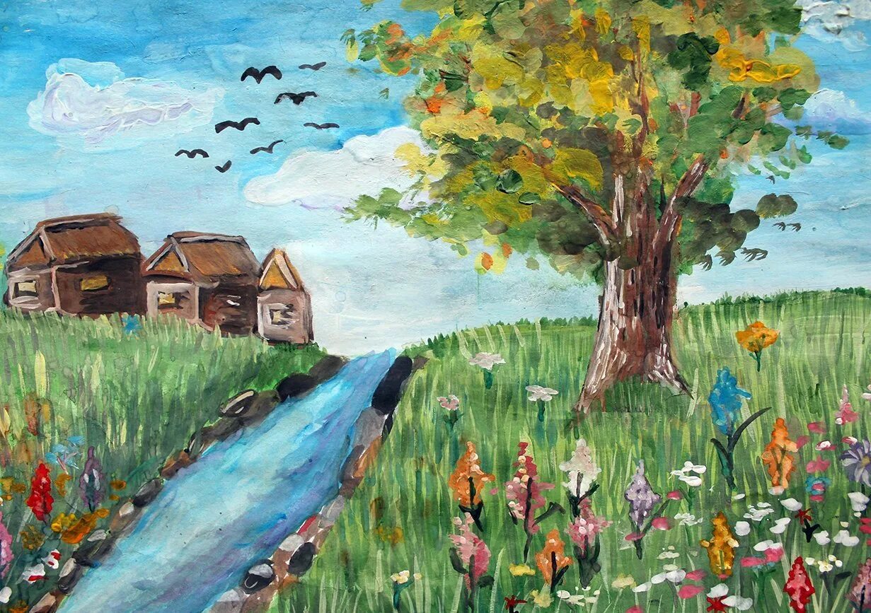 Пейзаж рисунок конкурс. Пейзаж для детей. Пейзажи природы для детей. Летний пейзаж для детей. Пейзаж родной земли.