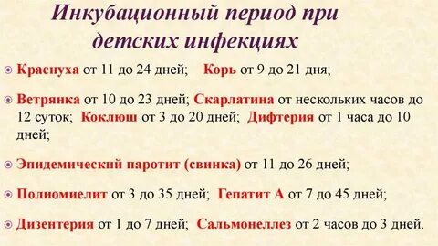 Сроки карантинов при инфекциях