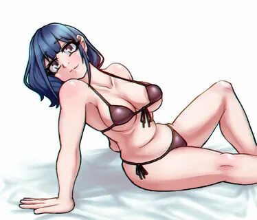 ...bangs, big breasts, bikini, blue hair, breasts, clothed, clothing, femal...