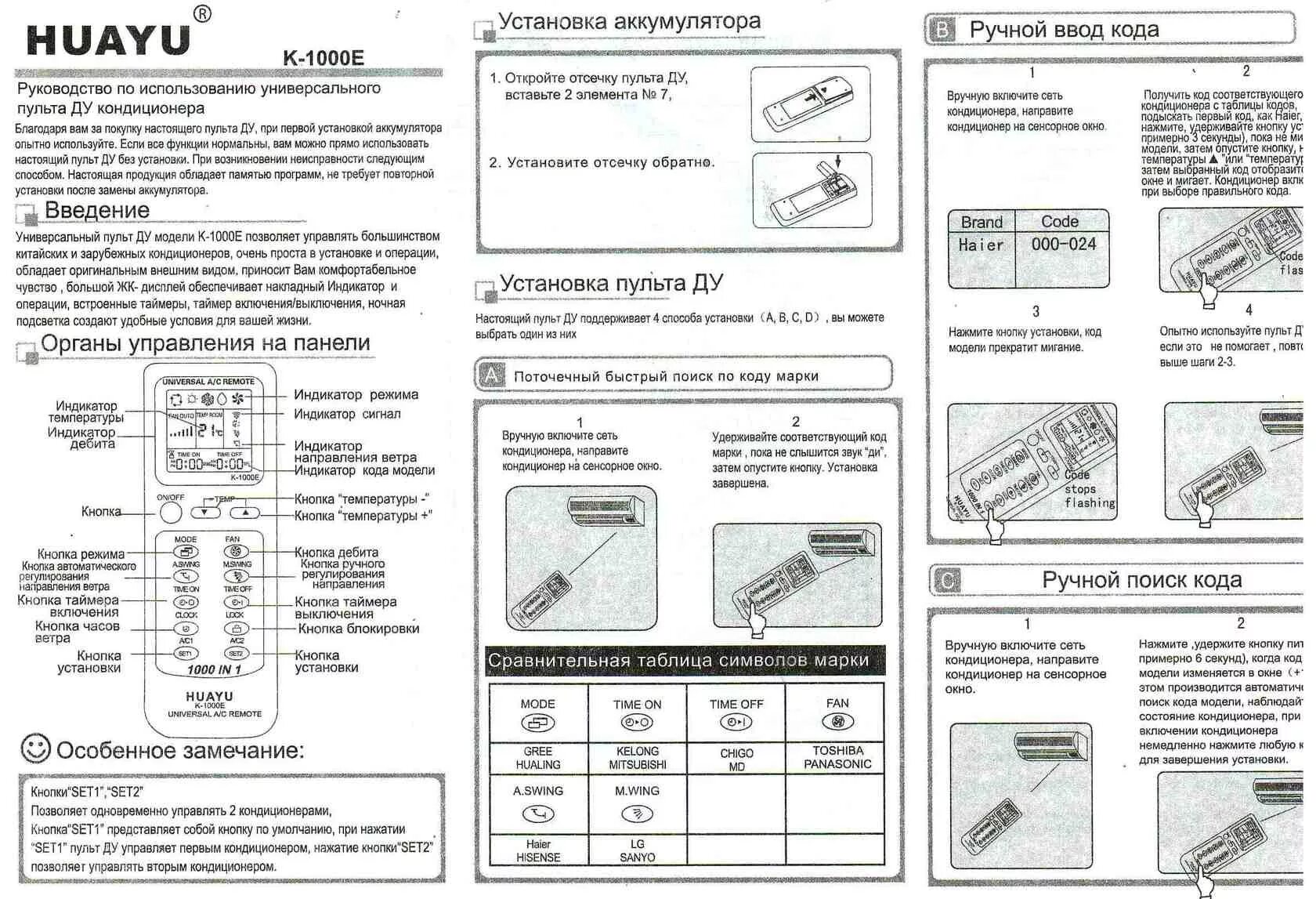 Huayu пульт кондиционер. Универсальный пульт для кондиционера Huayu q-1000e коды. Пульт Huayu k-1000e таблица кодов. Huayu k1000 пульт коды. Универсальный пульт для кондиционера Huayu k-1000e инструкция.