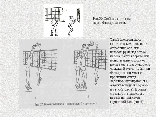 Рис.20 стойка защитника перед блокированием.. Техника блокирования мяча в волейболе. Блок и блокирование в волейболе. Блокирование мяча в волейболе.