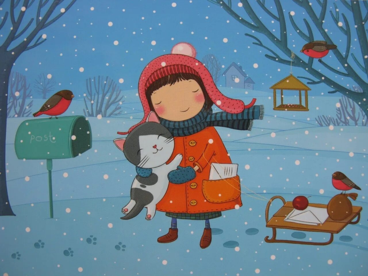 Снежный день на русском. Наташа Четкова иллюстратор. Зимние рисунки. Зимние детские иллюстрации. Зимние картинки для детей.