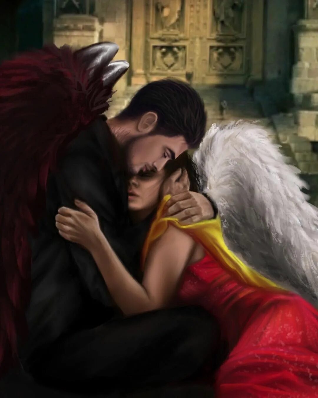 Ангел и демон романтика. Фэнтези романтика. Демон романтическое. Ангел и демон любовь арт.