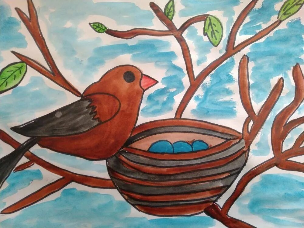 Рисунок птиц в детский сад