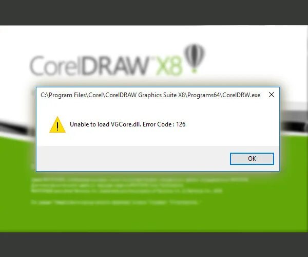 Unable to load error 126. Unable to load vgcore. Error code : 126. Coreldraw Error. Error code 126. Unable to load vgcore Error code 126 coreldraw 2020.