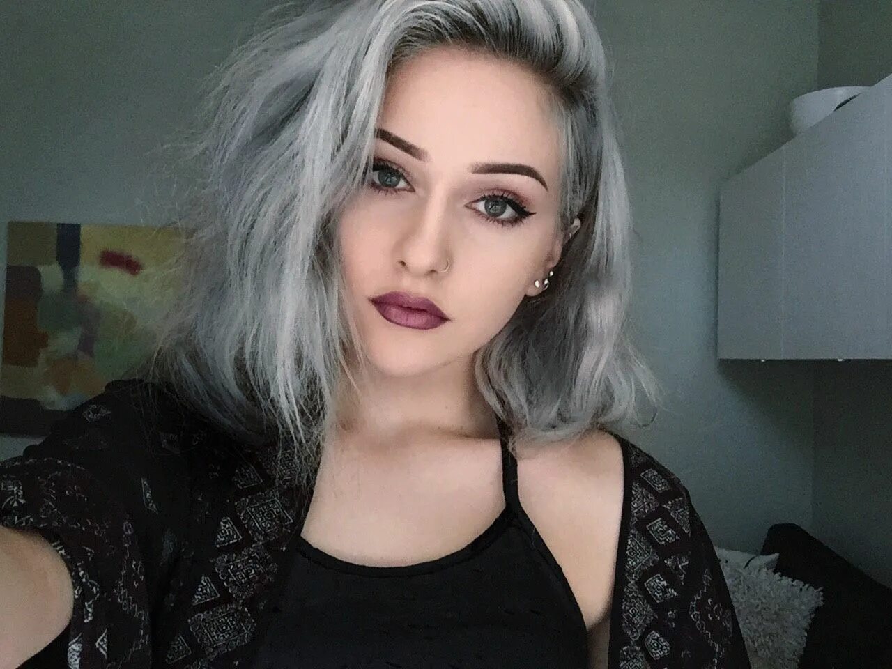 Short Grey Ombre Bob Synthetic Lace Front Wig Grey hair dye, Dyed hair, Lace hai