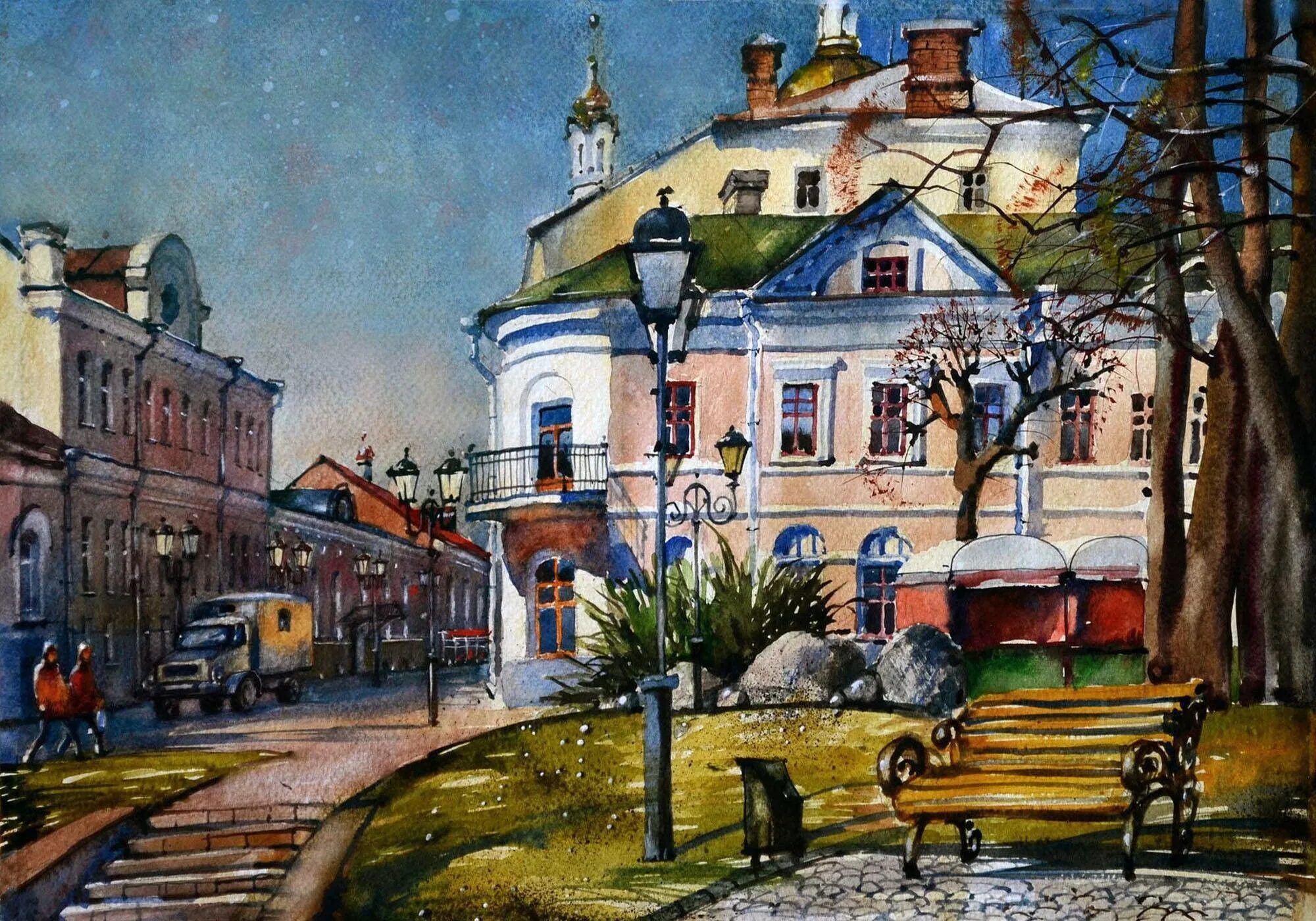 Уфимский художник акварелист городские пейзажи. Витебск улочки. Городские пейзажи Ольги Сигаевой.