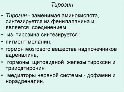 Тирозин биологическая роль