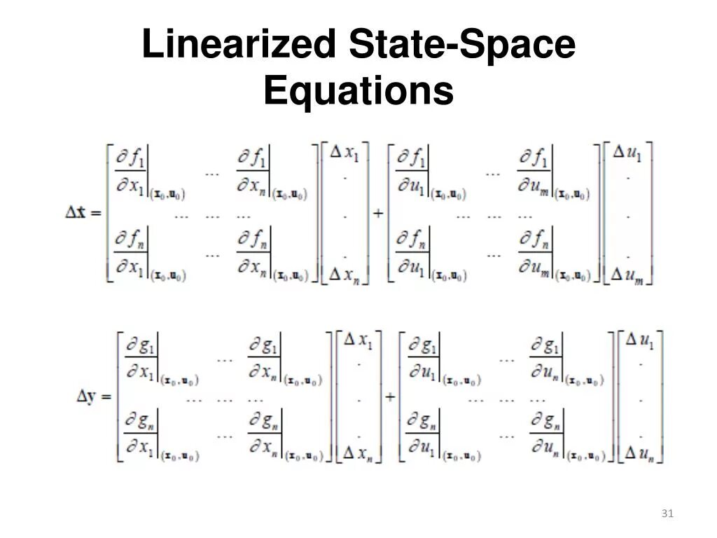 State Space equation. Linearized State-Space model of UAV. Space equal