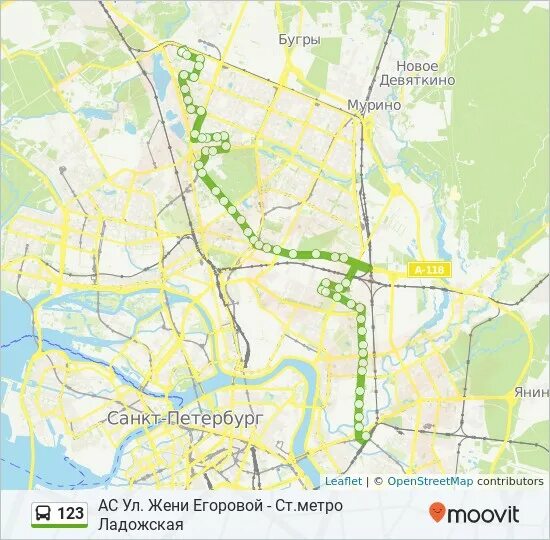 Остановка 123 маршрутки на Ладожской. Ладожская на карте СПБ. Маршрут автобуса 123 Санкт-Петербург на карте. Ул жени Егоровой на карте. Маршрут 271 автобуса на карте с остановками