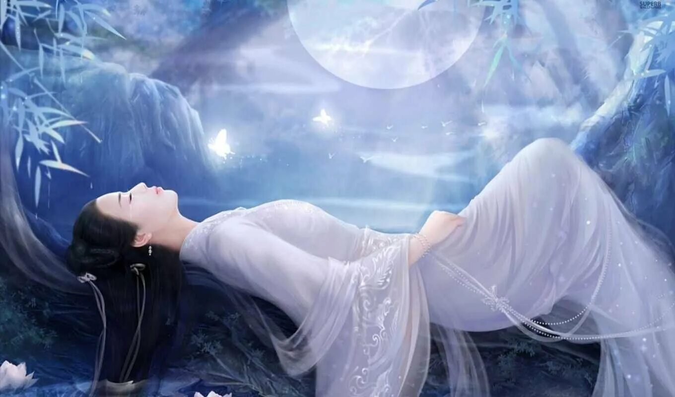Плачу во сне наяву. Красивых снов. Сон фэнтези. Магия сна. Девушка-Луна.