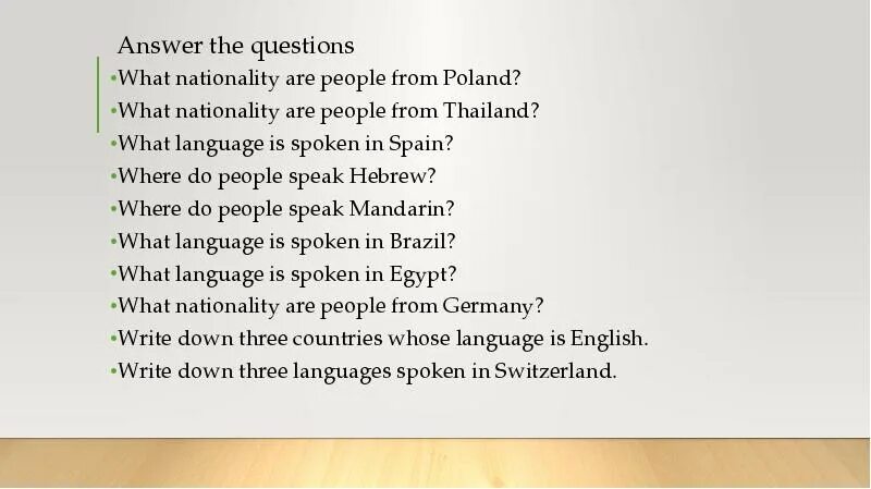 Answer the questions what your favourite. Answer the questions what Nationality are people from Poland. What Nationality are you ответ на вопрос. Question 1 answer. What Nationality are they Voice ответы.