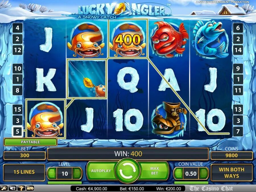 Lucky catch. The angler slots. catch your luck.