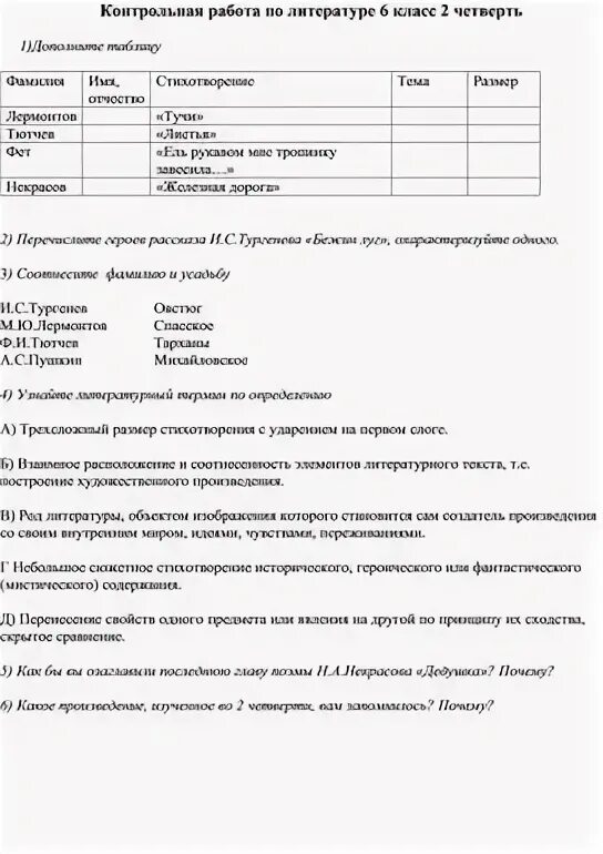 Соч по русской литературе за 3 четверть