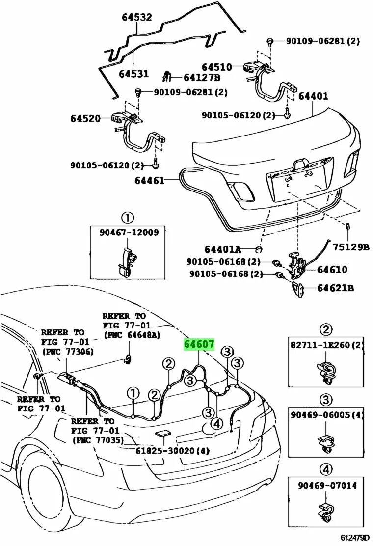 Схема багажника Камри 40. 90109-64127в. Схема крышки багажника Камри 40. Toyota 64461-33120.