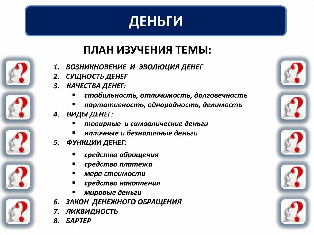 Составьте сложный план по теме банковская система. План деньги и их роль в экономике. План деньги Обществознание. План по теме деньги и их функции. План деньги и их функции ЕГЭ Обществознание.