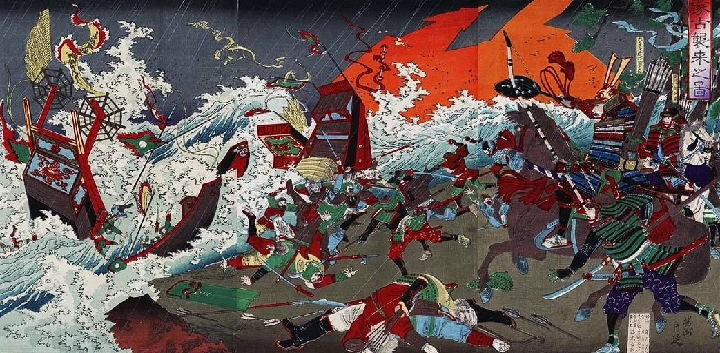 Остров цусима монголы. Хубилай-хан монголов армия средневековая япония. Первое монгольское вторжение в японию. Монгольское вторжение в японию 1281. Японо монгольская война.