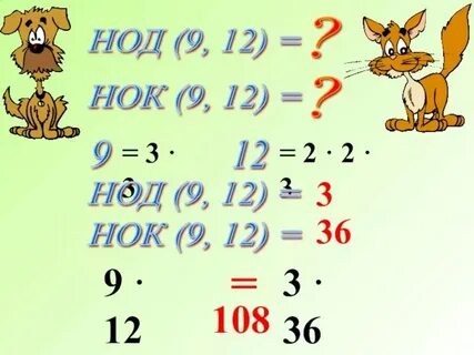 Найти наименьшее общее кратное 9 12
