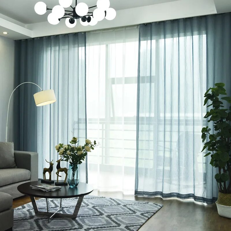 Интерьер гостиной тюль и шторы Living Room Decoration Sheer Curtains For The Kitchen Solid Modern Curtain Desig