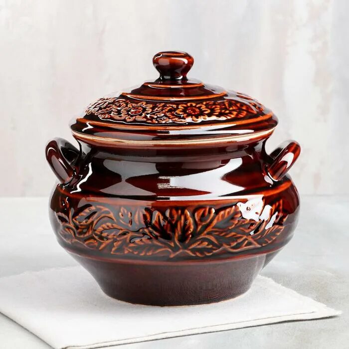 Горшок духовой "тыква", 2,5 л. Глиняная посуда. Духовой горшочек. Горшок духовой. Горшок для выпечки.