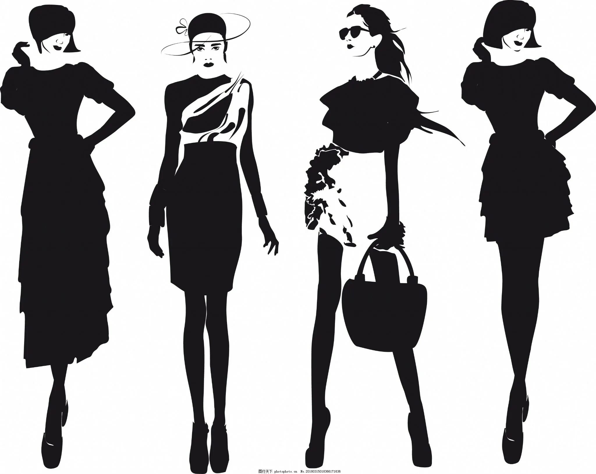 силуэт девушки в платье. фор-эскизы одежды. силуэт модной девочки. силуэты современных направлений моды. модный силуэт.