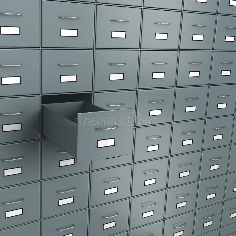Empty archive. Подписанные ящики. empty drawer.