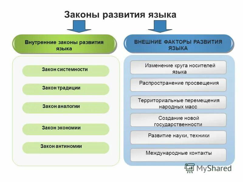 Характер изменений в языке. Внутренние факторы развития языка. Законы развития языка. Внутренние законы развития языка. Внешние законы развития языка.