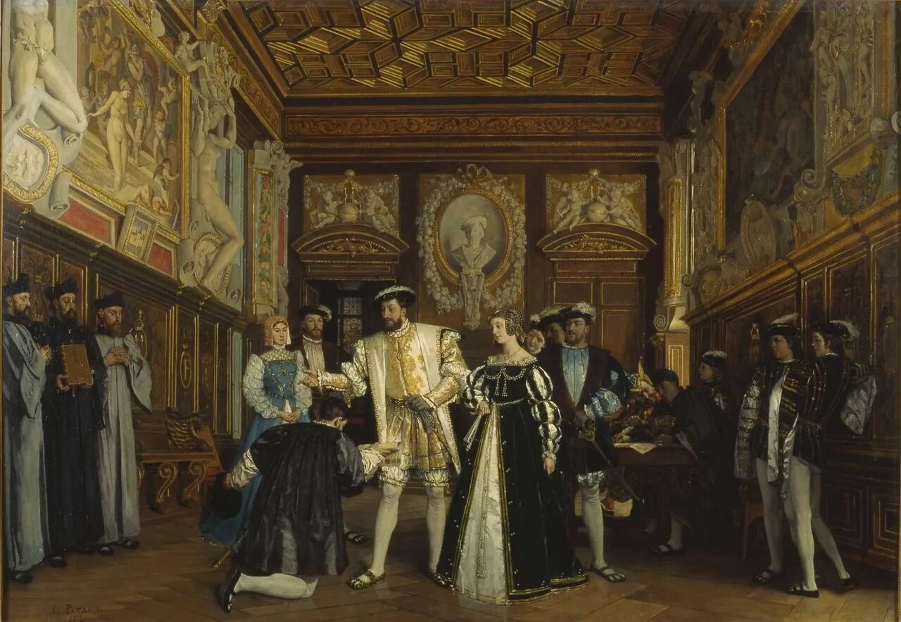 Этикет при дворе. Королевский двор Франции в 16 веке. Картина французского короля Франциска 1.