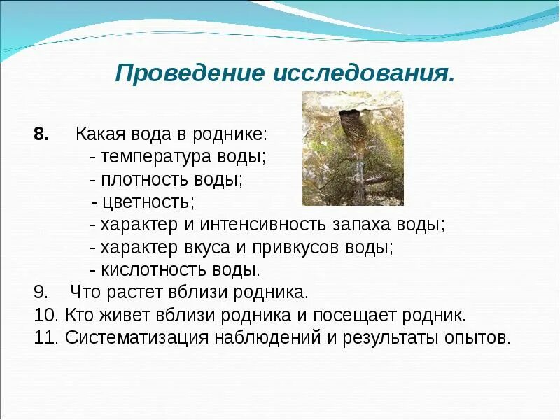 Путешественники приблизились к роднику продолжить. Температура воды в роднике. Исследование родника. Цветность родниковой воды. Температура родниковой воды.