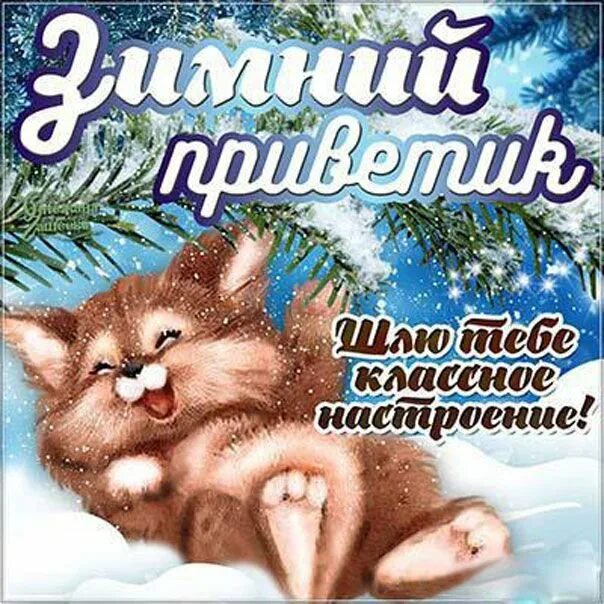 Хорошего и отличного настроения зимнего. Зимний приветик. Зимний привет. Зимний приветик открытки. Зимний приветик и хорошего настроения.