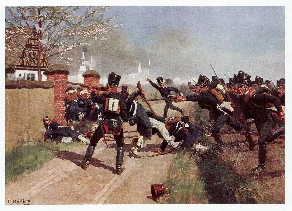 Нападение французский. Сражение при Лютцене 1813.