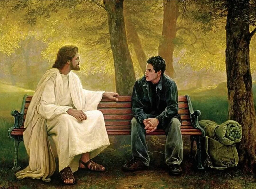 Встречайте бог. Грег Олсен картины Иисус. Общение человека с Богом. Беседа человека с Богом. Встреча с богами.