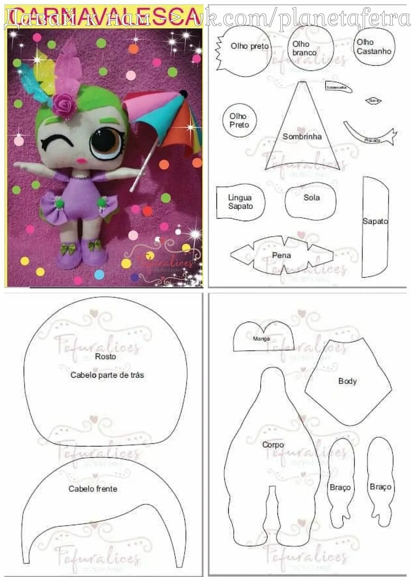 Кукла лола выкройки Eu Amo Artesanato: Bolsinha de Boneca Coelhinha com molde Lol dolls, My little p