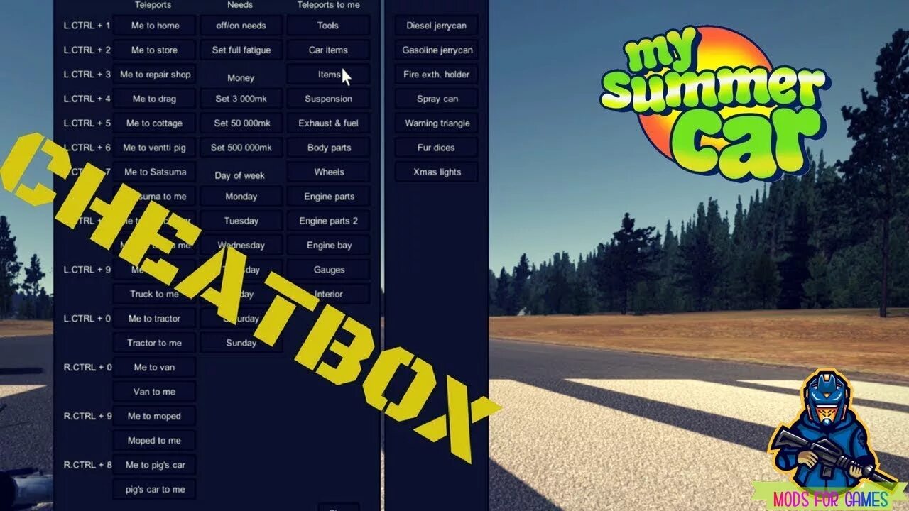 Мод меню май саммер. Cheatbox my summer car. my summer car читы. меню my summer car. чит меню для my summer car.