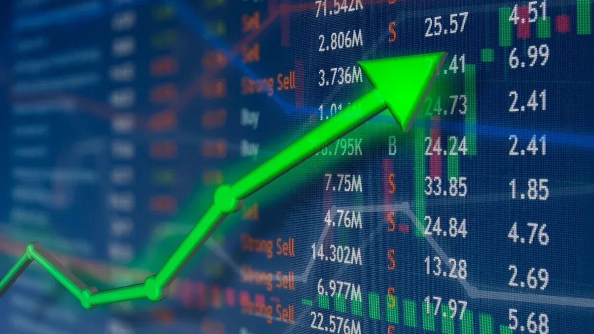 Биржевой рост. Трейдинг. Акции фондовый рынок. Рынок криптовалют иллюстрация. Фондовая биржа.