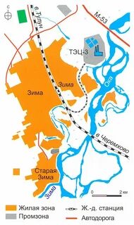 Город зима на карте