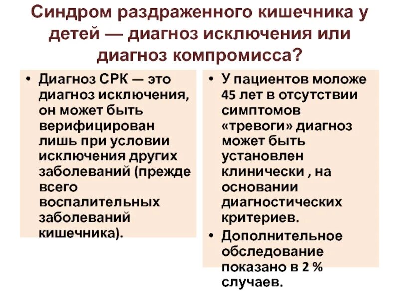 Исключение синдрома. Синдром раздраженного кишечника диагноз. Симптомы исключающие диагноз СРК. Диагноз СРК исключается при. Синдром раздраженного кишечника диагностика.