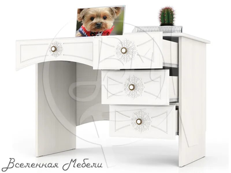 Детская онега. Стол Онега письменный. Детская тумбочка белый медведь. Стол письменный однотумбовый с 4 ящиками Онега МД-1-06, цвет белый. Модульная коллекция Онега мебельный двор.