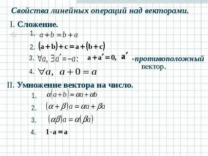 Линейные операции над векторами и их свойства
